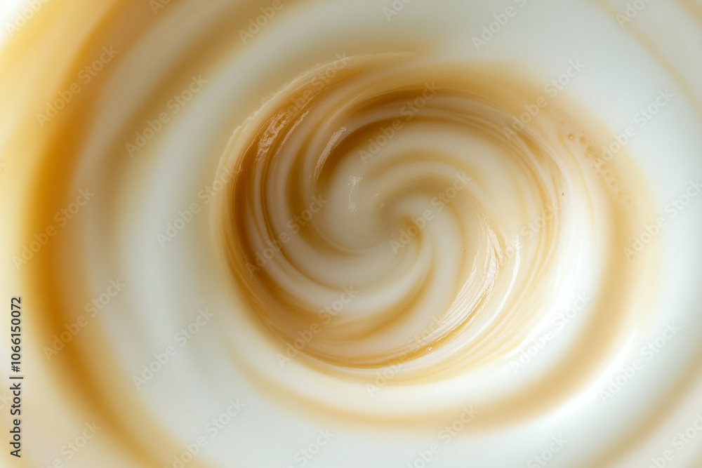 Aufkleber mesmerizing swirl of creamy milk and coffee creates captivating vortex pattern, blending smoothly in