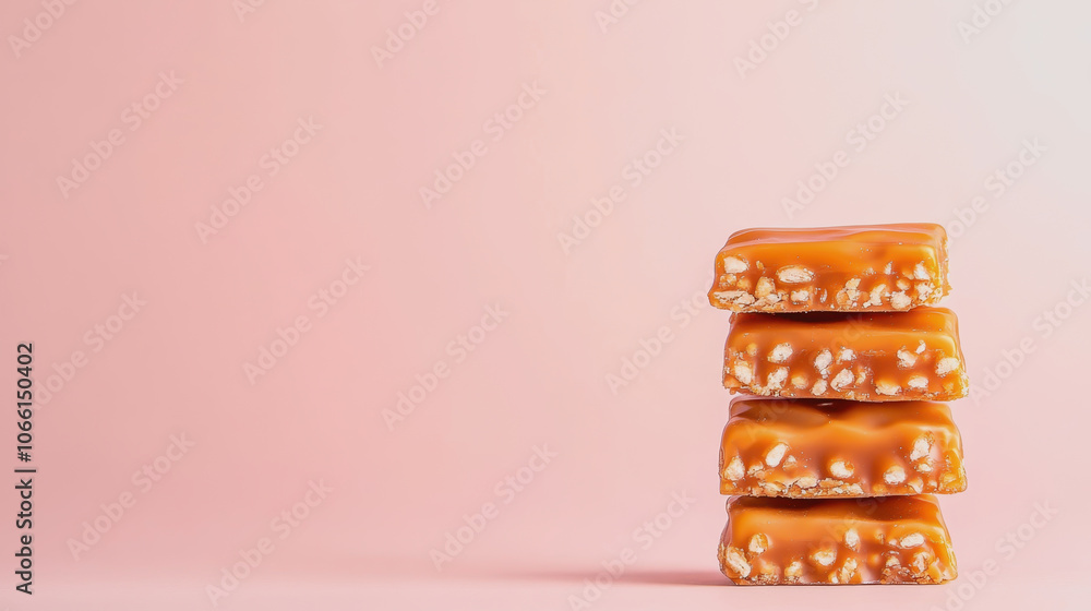 Poster peanut brittle stacked on smooth gradient background