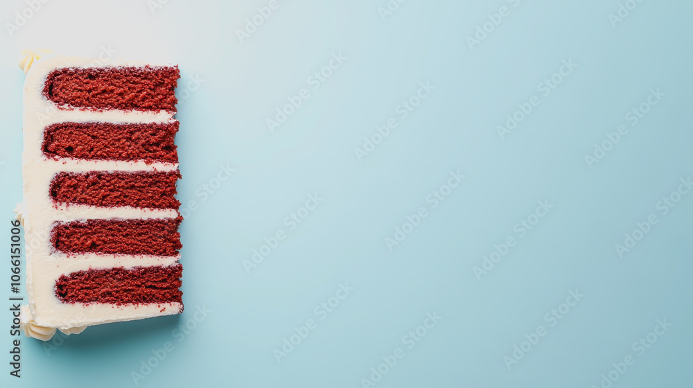 Poster slices of red velvet cake on a smooth gradient background