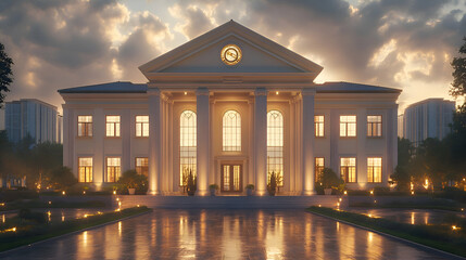 Obraz premium Luxury Mansion at Dusk, house, home, real estate, architecture, building