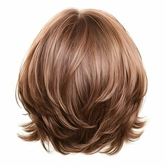 Naklejka premium Brown Hair Wig Isolated on White Background, hairpiece, hairstyle, hair extension, human hair, hair cut