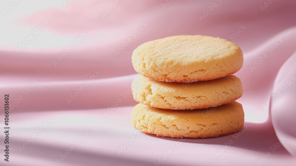 Poster soft shortbread cookies on smooth gradient background