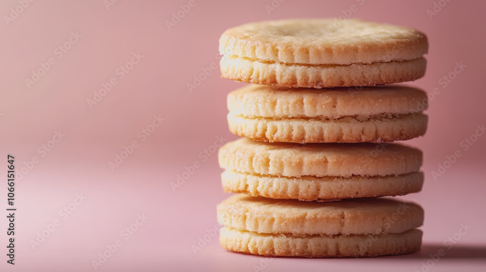 Poster delicate shortbread cookies on soft gradient background