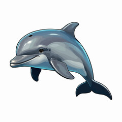 Obraz premium Vector clip art illustration dolphin. Cartoon dolphin on light background.