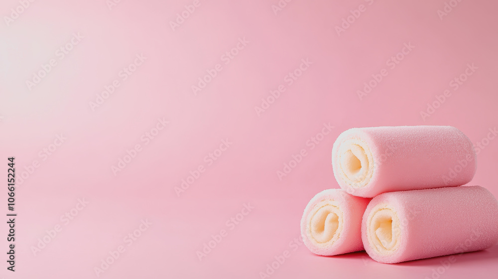 Poster soft swiss rolls on smooth gradient background
