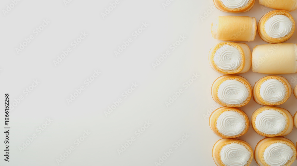 Poster swiss rolls on soft gradient background