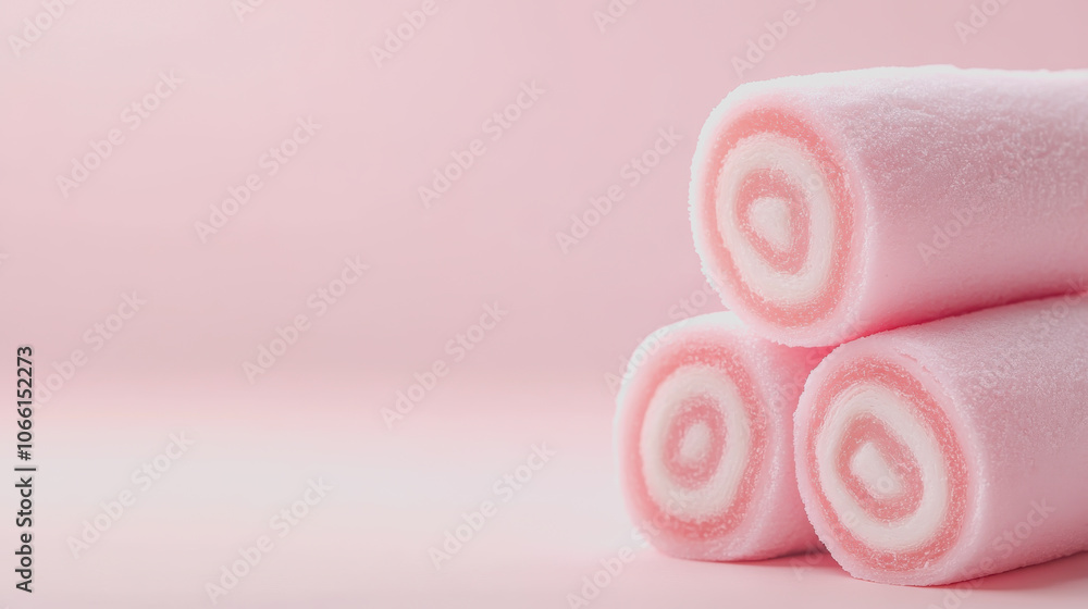 Poster soft swiss rolls on a gentle gradient background