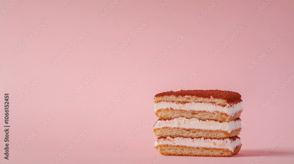 Poster tiramisu on a soft gradient background