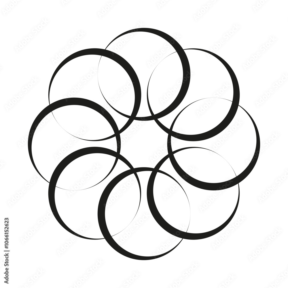 Poster abstract circle design. overlapping circular shapes. minimal vector pattern. black and white contras