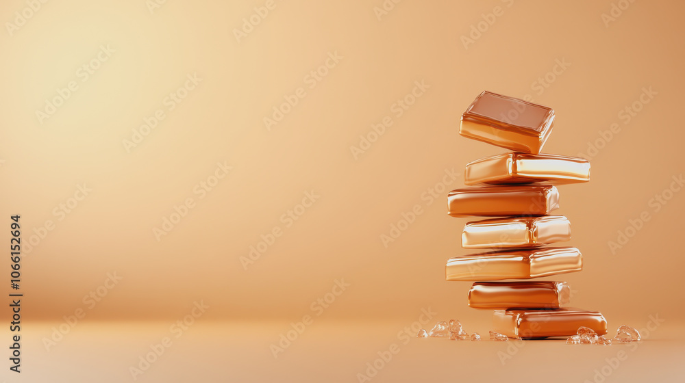Poster stacked toffee on soft gradient background