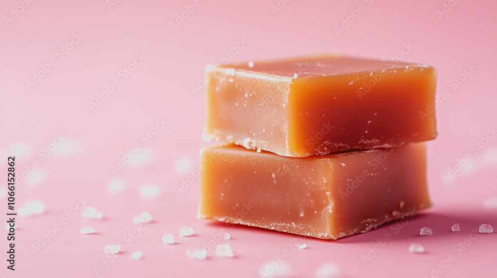 Poster soft toffee on a gentle smooth gradient background