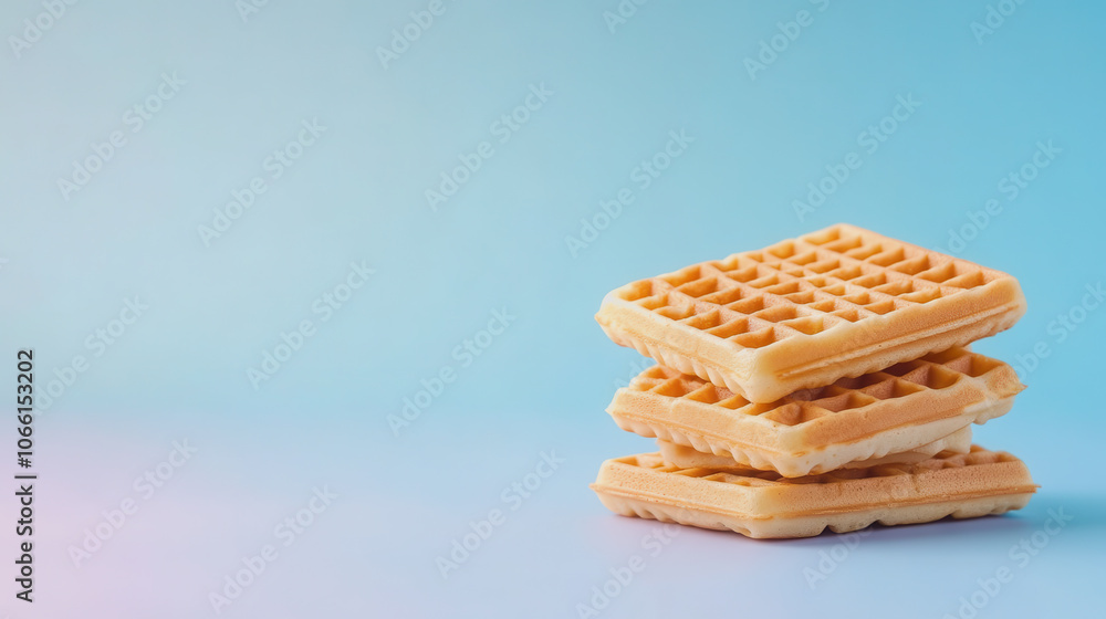 Poster stack of waffles on smooth gradient background