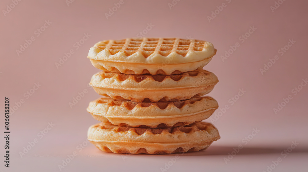 Poster waffles stacked on soft gradient background