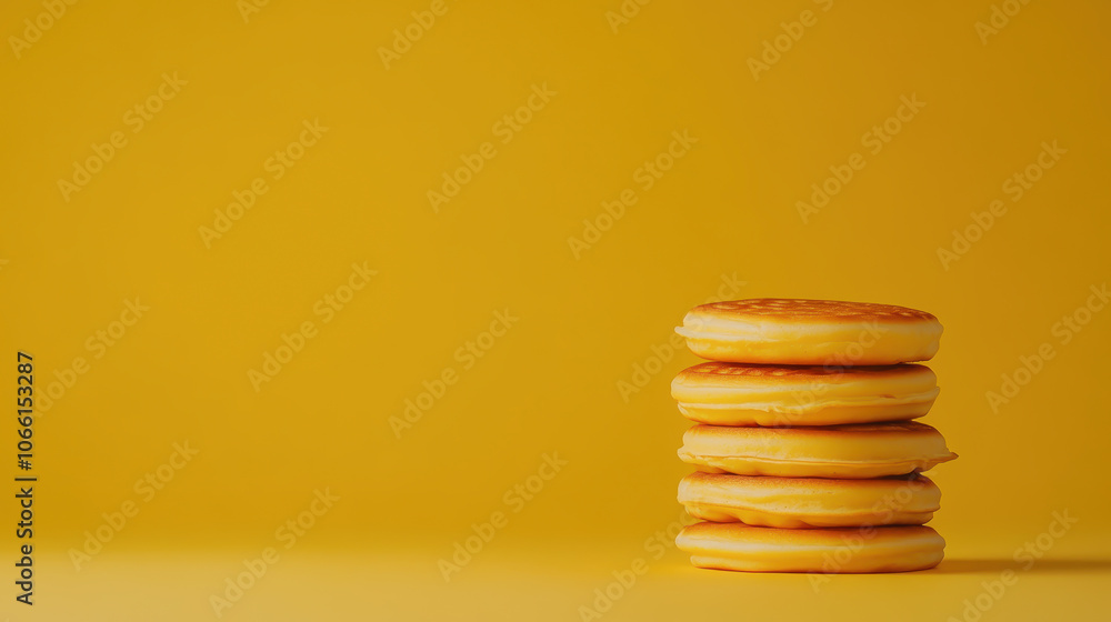 Poster stack of waffles on gradient yellow background