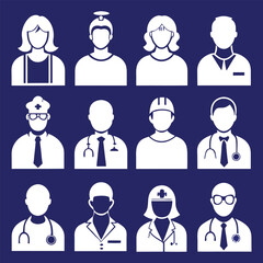 set of doctor silhouette vector illustrations