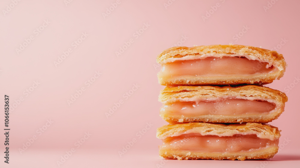 Poster slices of apple pie on smooth background