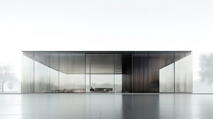 Fototapeta premium Modern glass and wood building with sliding doors.