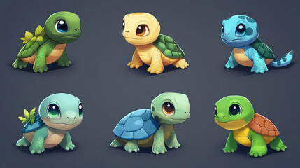Obraz premium Cute turtle set