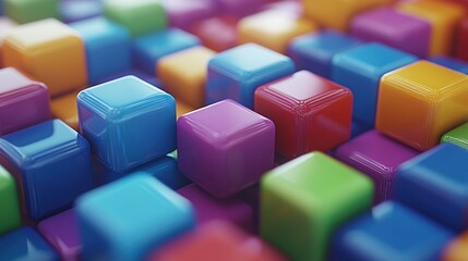 Obraz premium Colorful glossy cubes arranged in an abstract pattern.