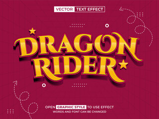 dragon rider editable text, font effect, 3d text for title