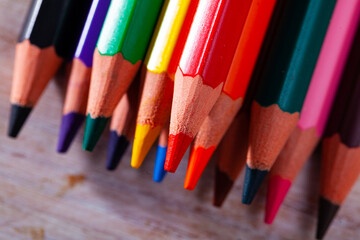 Fototapeta premium Many various pencils over table