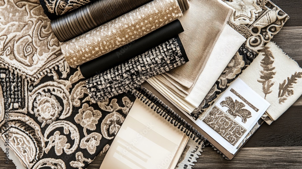 Poster elegant textiles and patterns for interior design projects