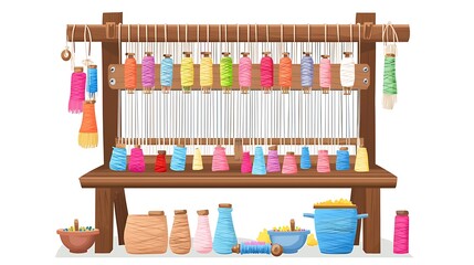 Colorful Threads and Yarn for Weaving and Textile Arts.