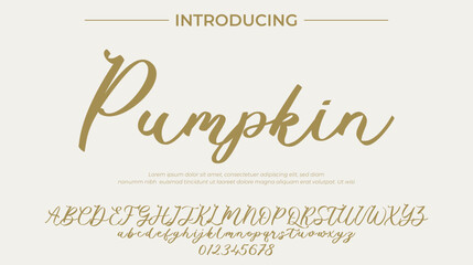 Pumpkin Font Stylish brush painted an uppercase vector letters, alphabet, typeface