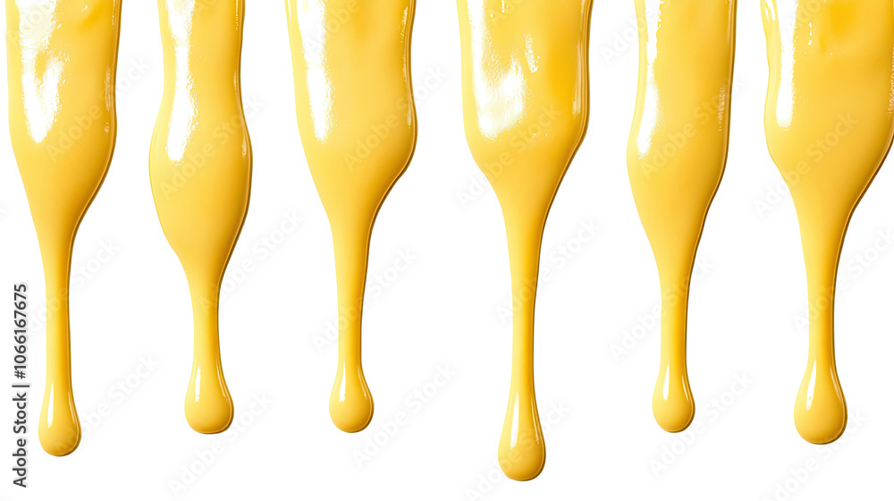 Poster set of dripping melted cheese on a transparent background generative ai