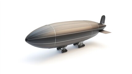 Obraz premium 3D render of a detailed airship on a white background, highlighting its unique and intricate design. This high-resolution model captures the essence of a classic airship with modern touches, 