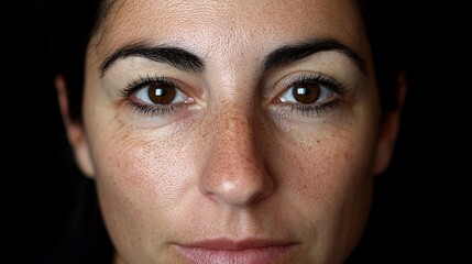 Obraz premium Smiling Woman in Soft Diffused Lighting Close-Up