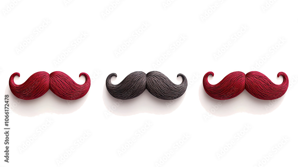Aufkleber collection of colorful mustaches arranged on a transparent backdrop generative ai