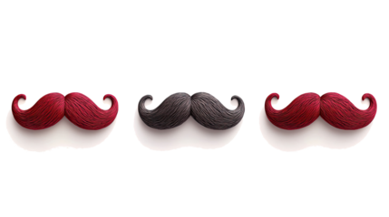 Collection of Colorful Mustaches Arranged on a Transparent Backdrop Generative AI
