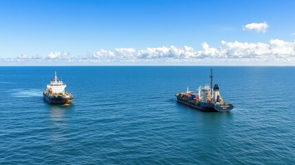 Fototapeta premium A colossal container ship sails through the ocean, transporting cargo containers for international trade and logistics
