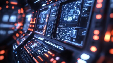 Obraz premium Futuristic Tech Control Panel Interface Sci Fi HUD Display