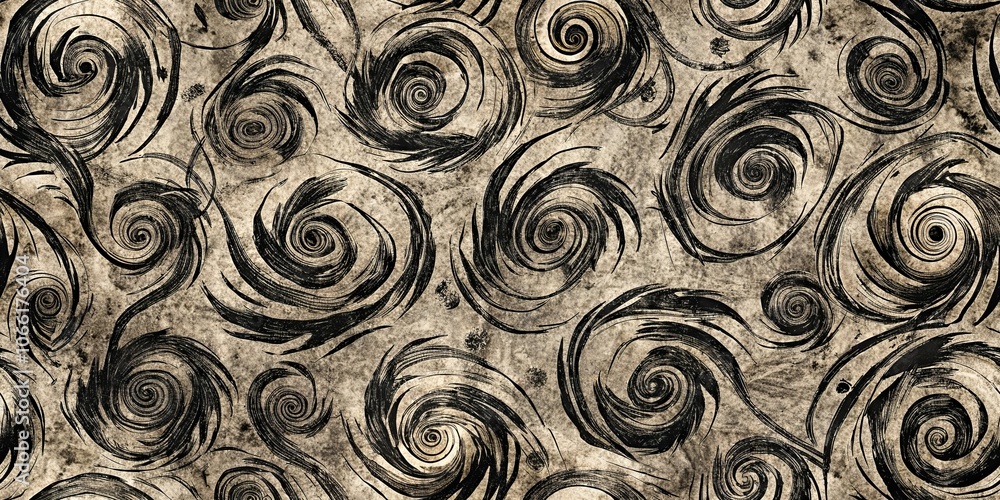 Poster abstract swirling patterns on vintage textured background