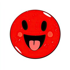 Fototapeta premium Red Smiley Face with a Tongue Sticking Out