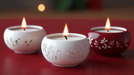 Festive Candles Red White Holiday Decor Home Decor Burning Candles Lit Candles Cozy Atmosphere