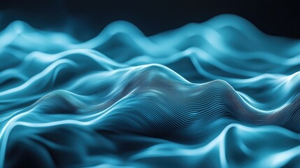 Fototapeta premium Abstract Blue Wavy Lines with a Dark Background