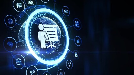 Business, Technology, Internet and network concept. E-learning education. Internet technology webinar online courses concept.