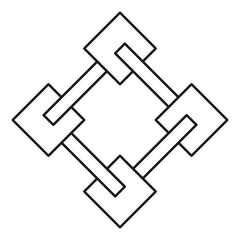 Interlocking squares design. Vector geometric pattern. Abstract square composition. Black line art.