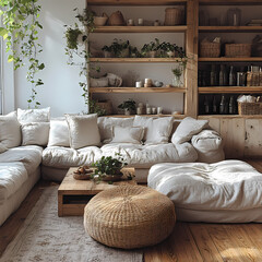 a lifestyle photo of a minimalistic living room