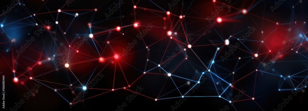 Aufkleber abstract network of red and blue lines with glowing nodes