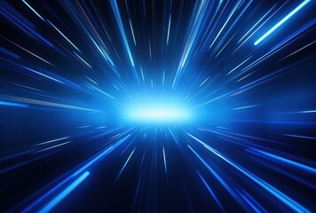 Obraz premium Abstract Blue Light Streaks Radiating from a Center Point