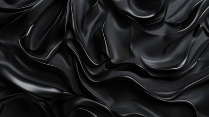 Fototapeta premium Abstract Black Draped Fabric with Textured Surface