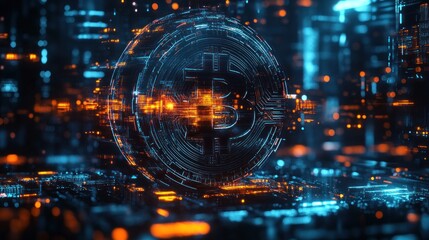 Obraz premium Digital Bitcoin Sphere
