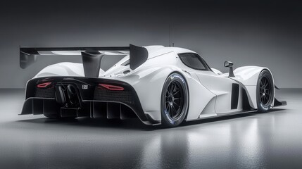 White Race Car Rear View   Motorsport  High Performance  Aerodynamics