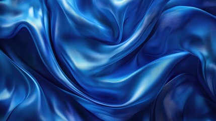 Fototapeta premium Abstract Blue Fabric with Wavy Lines and Shiny Texture