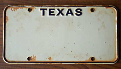 Vintage Blank texas License Plate with Heavy Rust and Aging
