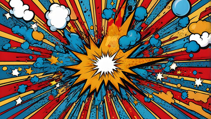 Pop Art Cartoon Explosion Background: Impact of Combat generative ai